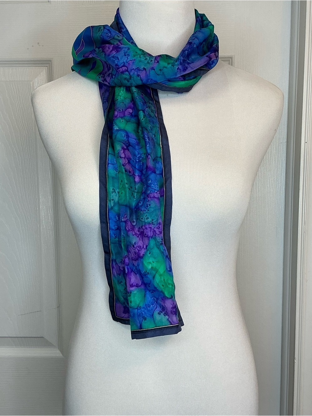 2045 - Vibrant Purple & Teal Watercolor Scarf - Women Accessories - Picture 2 of 4